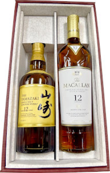 画像1: ＜ネット専用＞ウイスキーギフト　１２年セット【山崎・マッカラン】〔２本入りカートン〕 (1)
